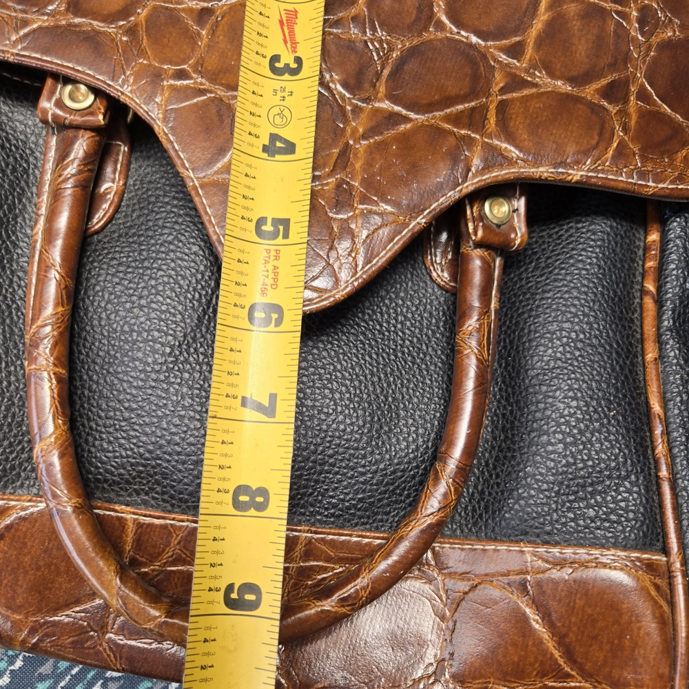 EUC Brown and Black Croc-Embossed Handbag - Picture 7 of 10